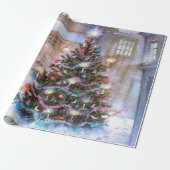 Papier Cadeau Arbre de Noël Vintage (Déroulé)