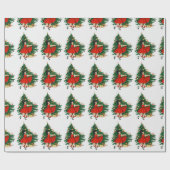 Papier Cadeau Arbre de Noël Vintage et fille (Plat)