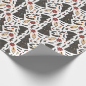 Papier Cadeau Arbre de Noël Vintage Poinsettia (Coin)