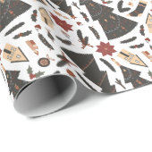 Papier Cadeau Arbre de Noël Vintage Poinsettia (Coin rond)