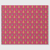 Papier Cadeau Arbre de Noël Vintage Rouge Vert (Plat)