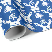 Papier Cadeau Arbre de Noël Whimsical Santa Claus Navyblue (Coin rond)