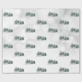 Papier Cadeau Arbre de pin aquarelle,Forêt (Plat)