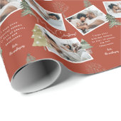 Papier Cadeau Arbre de pin de Noël Multi Photo en terre cuite mo (Coin rond)