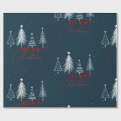 Papier Cadeau Arbre de pin de Noël simple et élégant | bleu mari (Plat)