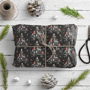 Papier Cadeau Arbre de rennes scandinave Flocon de neige animal