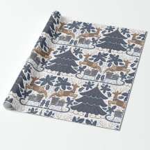 Arbre de rennes scandinave Floral Marine or