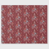 Papier Cadeau Arbre de rennes scandinave Flore Animal Flocon de (Plat)