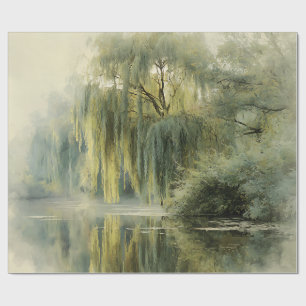 Papier Cadeau Arbre de saule serein Réflexion Nature Art (10)