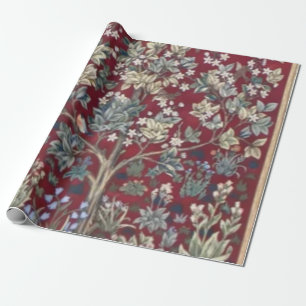 Papier Cadeau Arbre De Vie William Morris Rouge