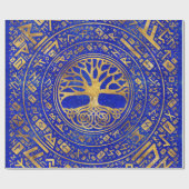Papier Cadeau Arbre de vie - Yggdrasil - Lapis Lazuli (Plat)