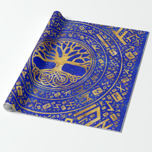 Papier Cadeau Arbre de vie - Yggdrasil - Lapis Lazuli