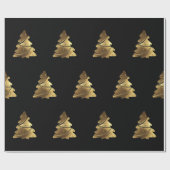 Papier Cadeau Arbre d'or de Joyeux Noël avec des bougies (Plat)