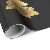 Papier Cadeau Arbre d'or de Joyeux Noël avec des bougies (Coin rond)