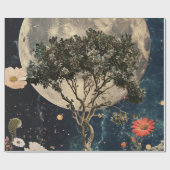 Papier Cadeau Arbre et fleurs de la lune (Plat)