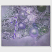 Papier Cadeau Arbre Festif de Noël pourpre (Plat)