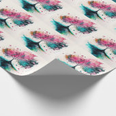 Papier Cadeau Arbre mystique moderne & gras (bleu, rose, orange) (Coin)