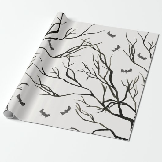 Papier Cadeau Arbre noir d'Halloween (Déroulé)