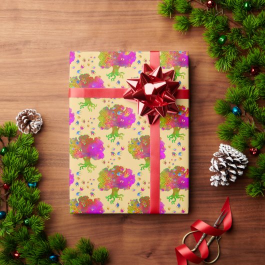 Papier Cadeau Arbre Oiseaux soleil (Cadeau de vacances)