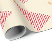Papier Cadeau Arbre rayé du Sucre de canne de Noël (Coin rond)