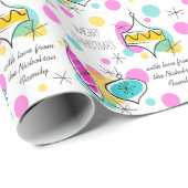 Papier Cadeau Arbre rétro Baubles 2 Papier d'emballage texte (Coin rond)