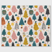 Papier Cadeau Arbre Rétro Fantaisiste (Plat)