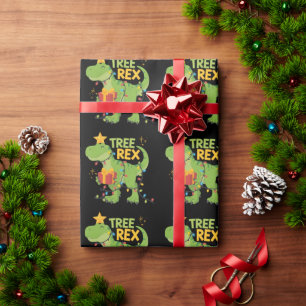 Papier Cadeau Arbre Rex Famille de dinosaures Noël Groupe Corres
