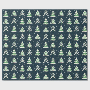 Papier Cadeau Arbres À feuillage persistant de neige d'hiver