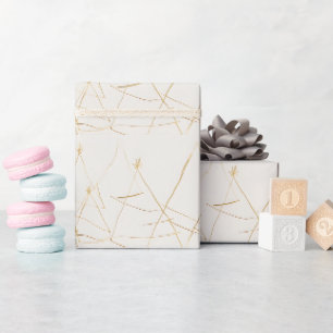 Papier Cadeau Arbres Abstraits de Noël Or Moderne Chic