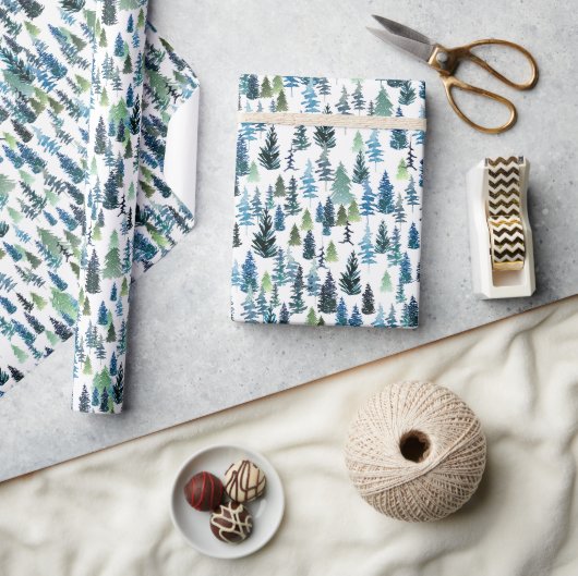 Papier Cadeau Arbres aquarelles (Artisanat)