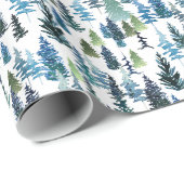 Papier Cadeau Arbres aquarelles (Coin rond)