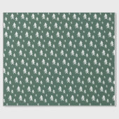 Papier Cadeau Arbres blancs verts illustration motif de Noël (Plat)