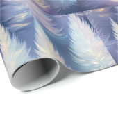 Papier Cadeau Arbres Bleus Lumière Noël Moderne (Coin rond)