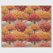 Papier Cadeau Arbres colorés d'automne (Plat)