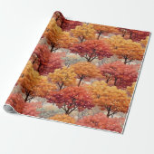 Papier Cadeau Arbres colorés d'automne (Déroulé)
