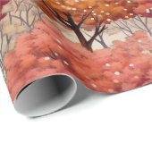 Papier Cadeau Arbres colorés d'automne (Coin rond)