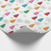 Papier Cadeau "Arbres colorés et flocons de neige" Enveloppement (Coin)