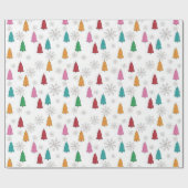 Papier Cadeau "Arbres colorés et flocons de neige" Enveloppement (Plat)