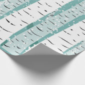 Papier Cadeau Arbres de bouleau modernes dans la neige (Coin)