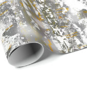 Papier Cadeau Arbres de bouleaux gris et or (Coin rond)