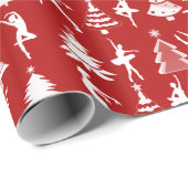 Papier Cadeau Arbres de danseur classique et de Noël (Coin rond)