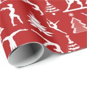 Papier Cadeau Arbres de gymnastique et de Noël (Coin rond)