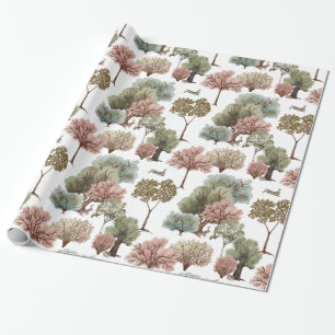 Papier Cadeau Arbres de la forêt Lapins