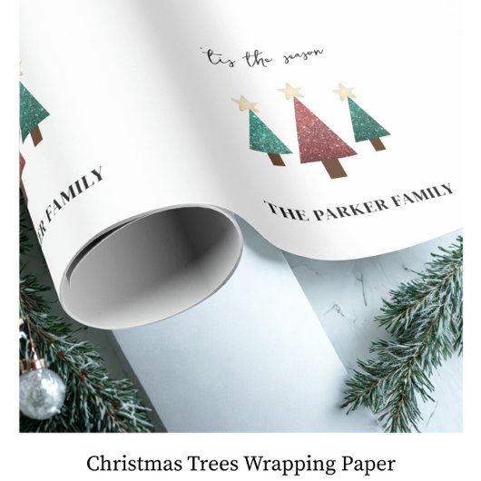 Papier Cadeau Arbres de Noël