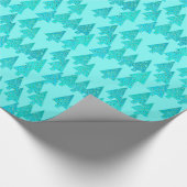 Papier Cadeau Arbres de Noël à fleurs modernes - aqua & paon (Coin)