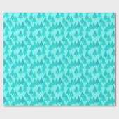 Papier Cadeau Arbres de Noël à fleurs modernes - aqua & paon (Plat)