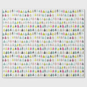 Papier Cadeau Arbres de Noël à la main brillants et joyeux (Plat)