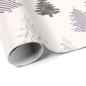 Papier Cadeau Arbres de Noël à motifs plaid blanc (Coin rond)