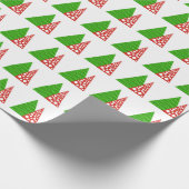 Papier Cadeau Arbres de Noël Abstraits, rouges et verts (Coin)