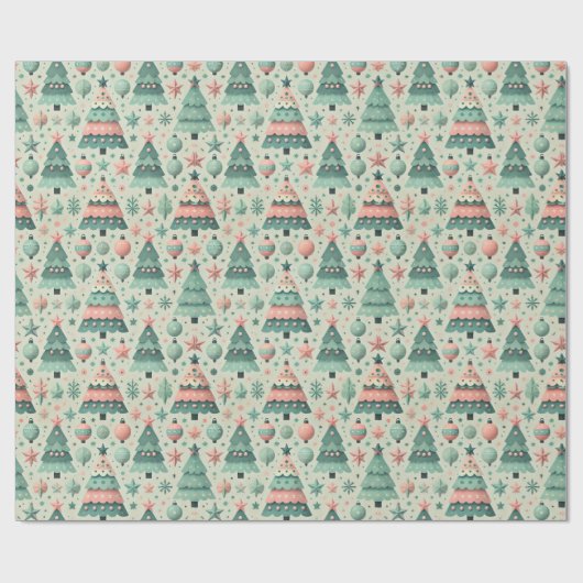 Papier Cadeau Arbres de Noël adorables pastel de préadolescent p (Plat)